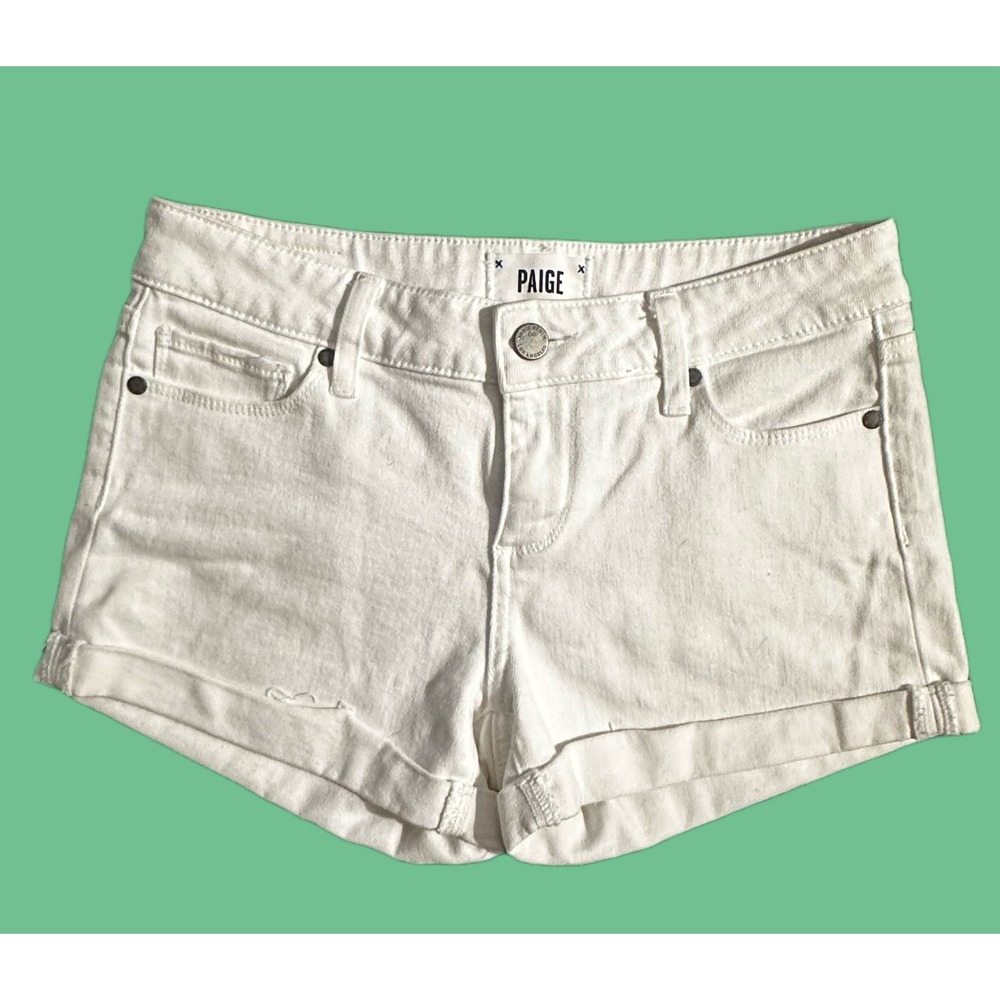 Paige Jimmy Jimmy White Denim Shorts Cuffed Stretch Size 25 1226516-OWT‎